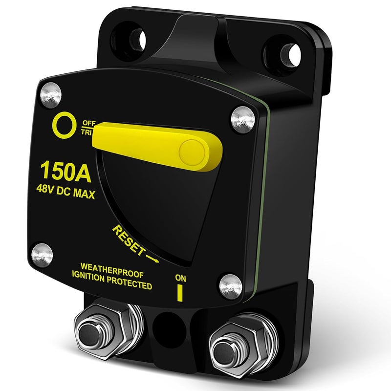 BULVACK 200 Amp Circuit Breaker with Manual Reset Switch for Marine RVs Yacht Trolling Boat Battery Solar System, 12V-48V DC Waterproof (150 Amps) - Image 1